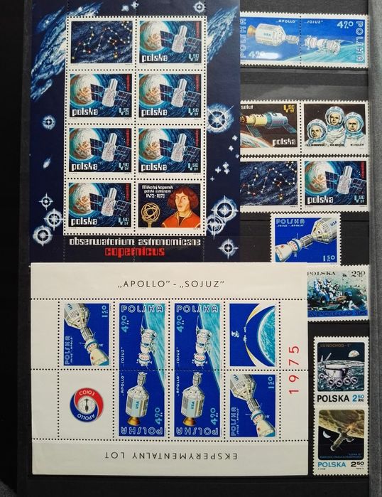Znaczki Pocztowe Apollo Sojuz Kosmos Astronauci bloki i pojedyncze czyste zestaw PRL lata 70 80