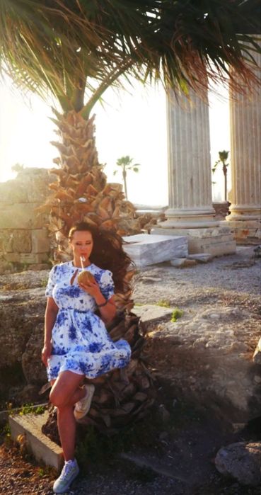 Biała niebieska sukienka My Twin boho kwiaty