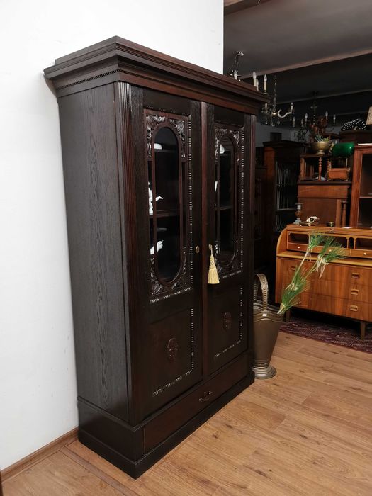 Dębowa biblioteczka witryna  antyk 712/2025