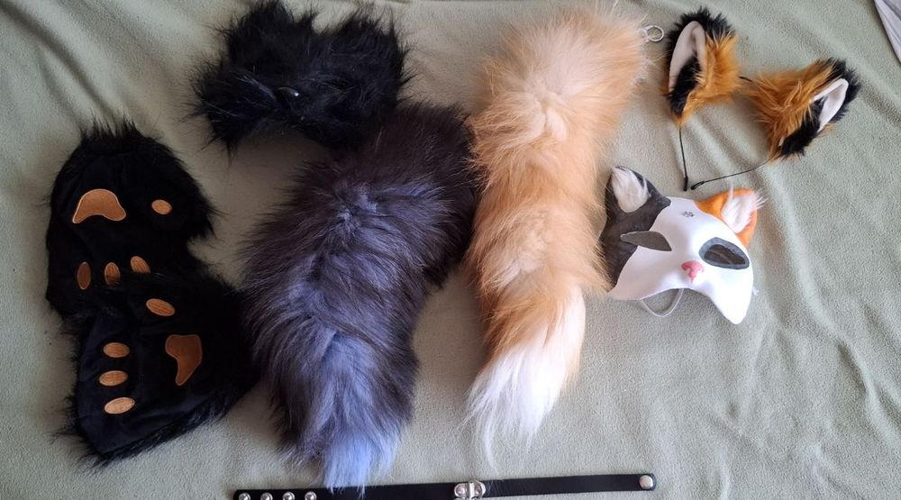 Маска для квадробики хвост лапки ушки перчатки .