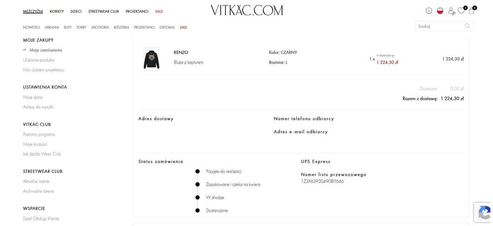 Męska bluza z kapturem KENZO Tiger Cross-Stitch Hoodie – Rozmiar L