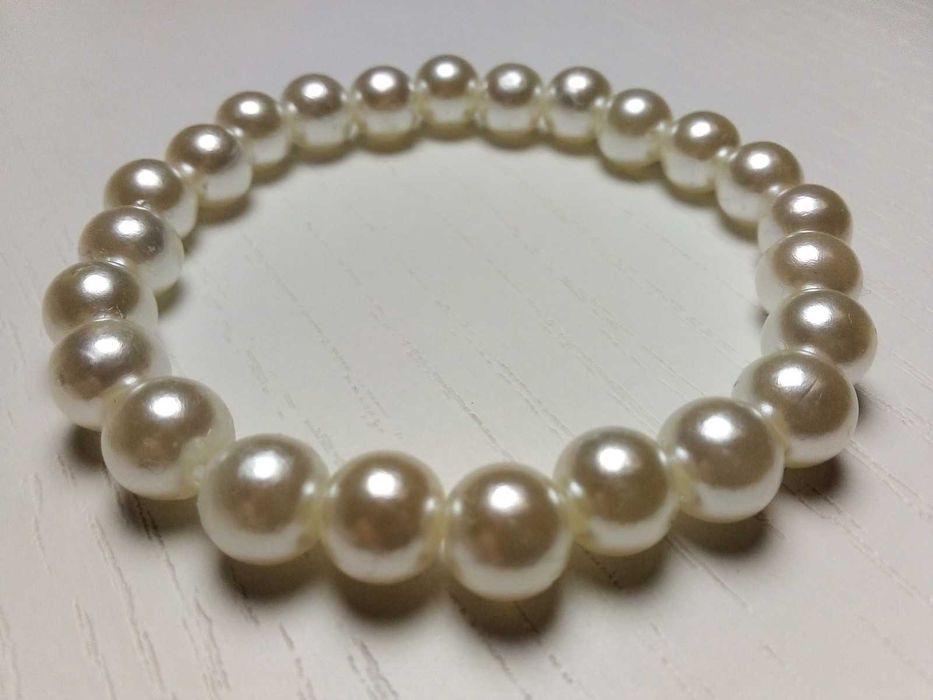 Bransoletka na gumce perły ecru