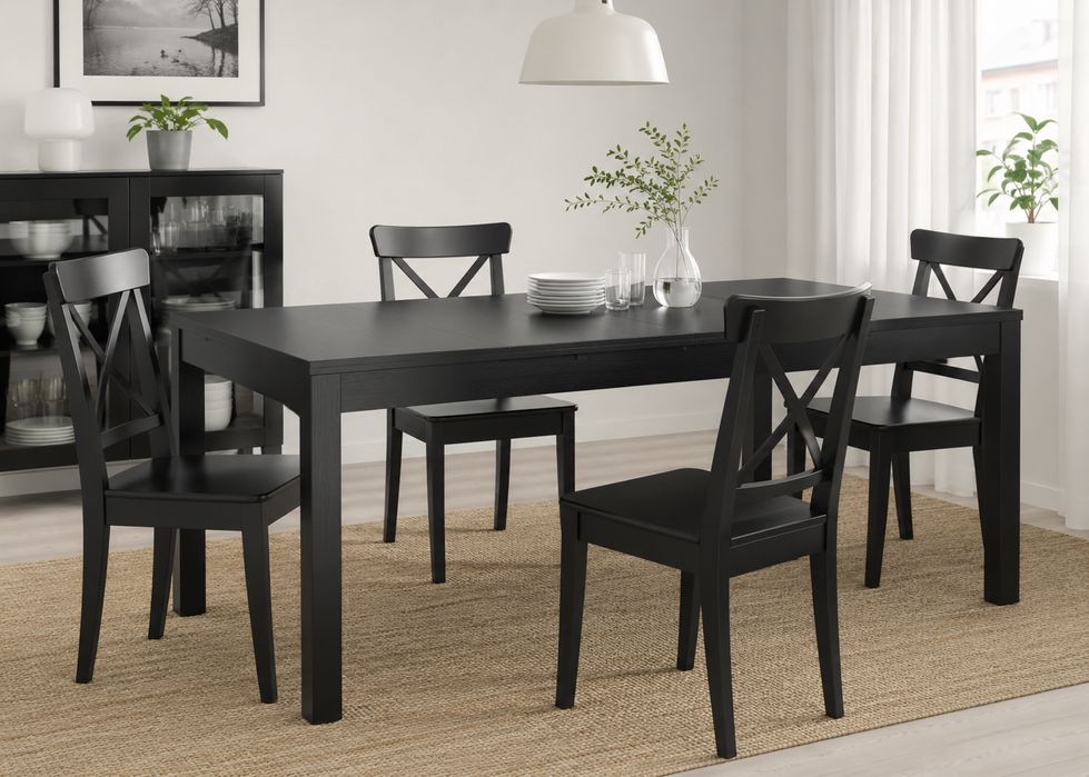 Mesa IKEA BJURSTA extensível 205×105 + 4 cadeiras ROSENTORP