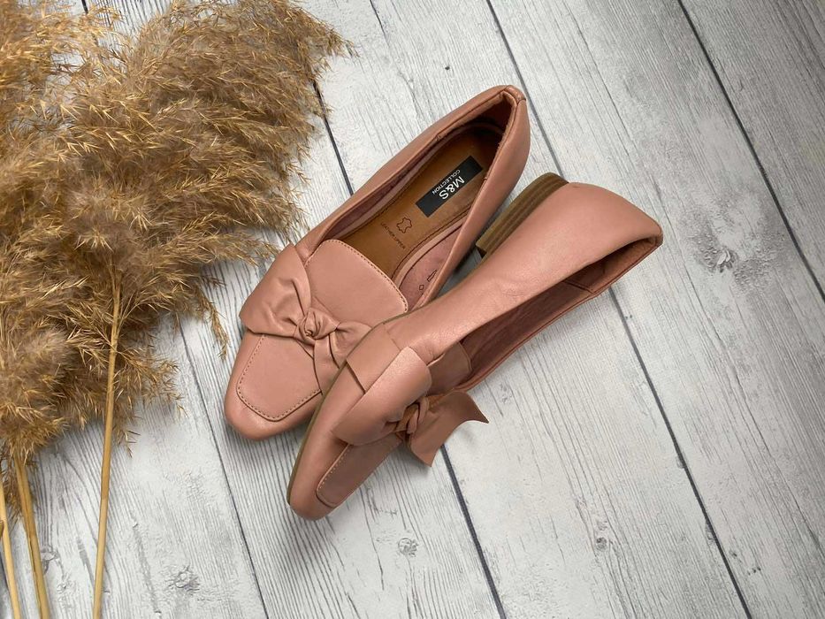 Кожаные женские туфли, лоферы M&S 39 размер (6)по стельке 25 см мах