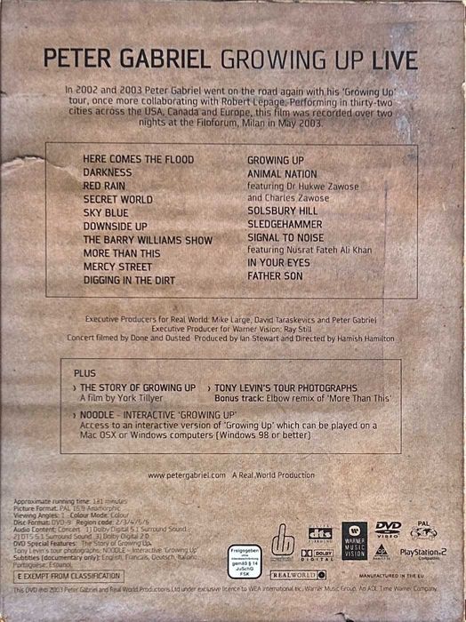 Peter Gabriel - Growing Up - Live - 2003 - DVD435729192736542725