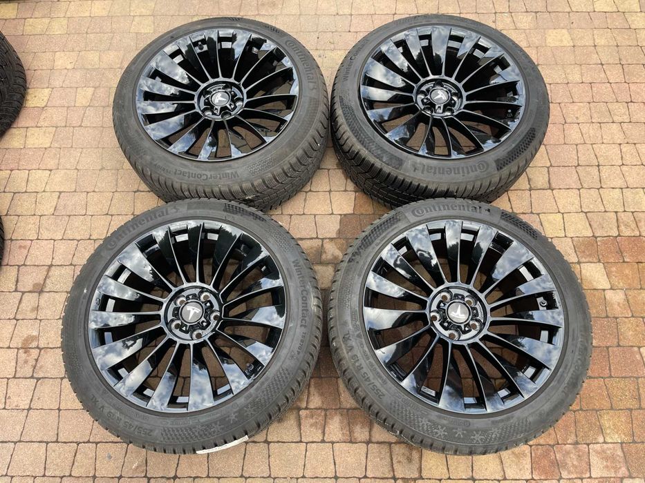 4129. Alufelgi 19" koła zimowe Tesla S Tesla Y czarne 5x120 Continental 255/45/19 2024r 7/8.5mm
