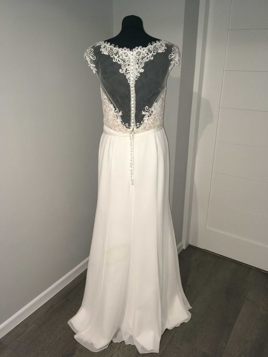 Piękna suknia ślubna Morilee by Madeline Gardner UK r. L ecru koronka