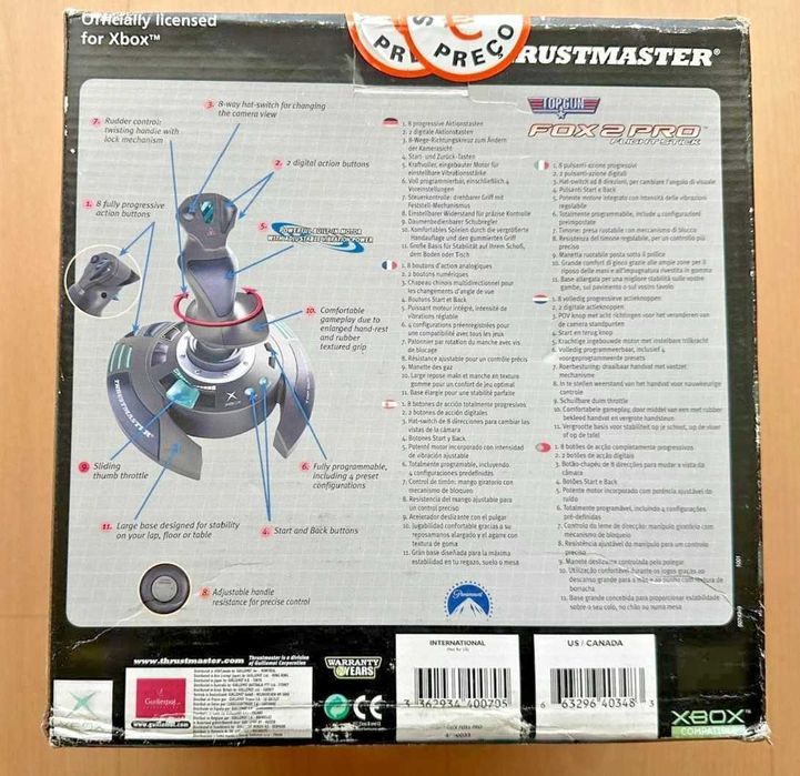 Microsoft XBOX Thrusmaster TOP GUN FOX 2 PRO FLIGHT STICK Novo selado
