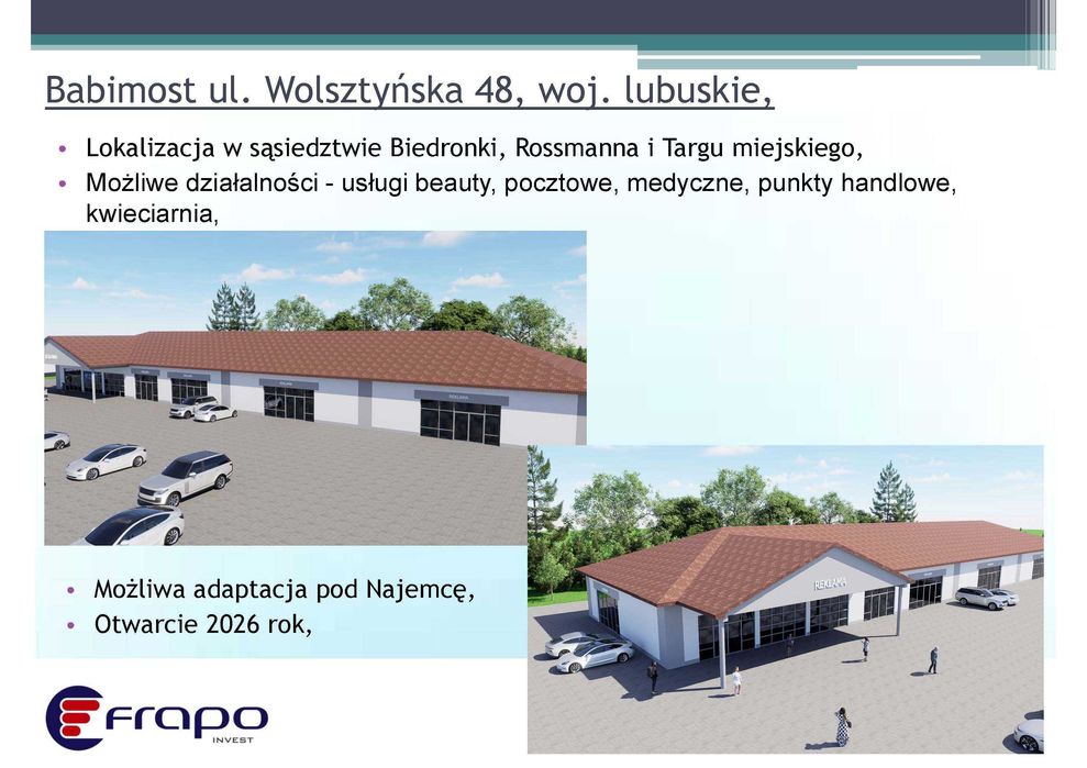 Babimost - lokale na najem 50 - 500 m2