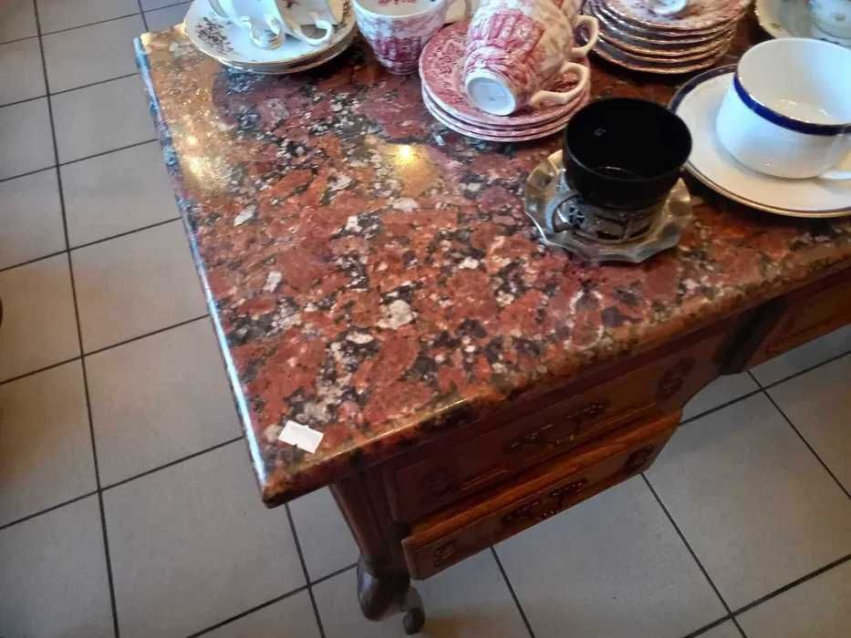 Biurko dębowe z marmurowym blatem