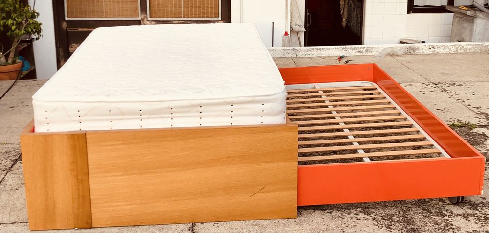 Cama Casal + Cama Solteiro em Gaveta Inferior e 2 colchões