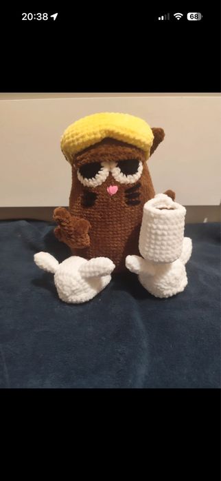 Kot z kawa w kapciach