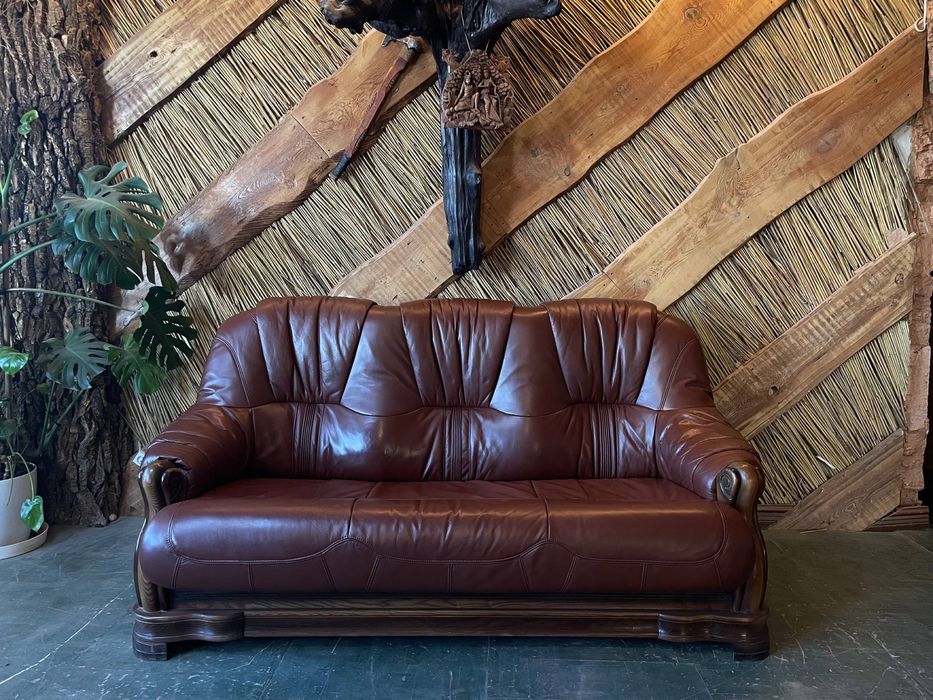 Шкіряний(кожаный) диван-ліжко.Каркас дуб.Стан 10з10