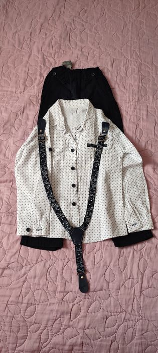 Комплект штани, сорочка, підтяжки, метелик