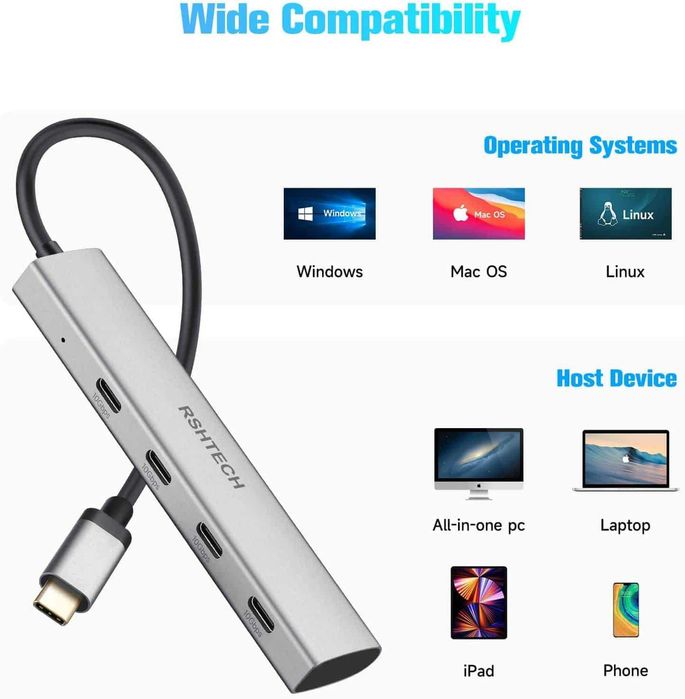 Hub USB C 10 Gbps, RSHTECH 4 porty