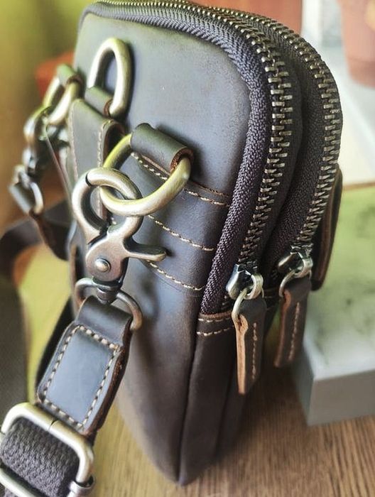 Барсетка -Сумка мужская. Dark Brown. Кожа