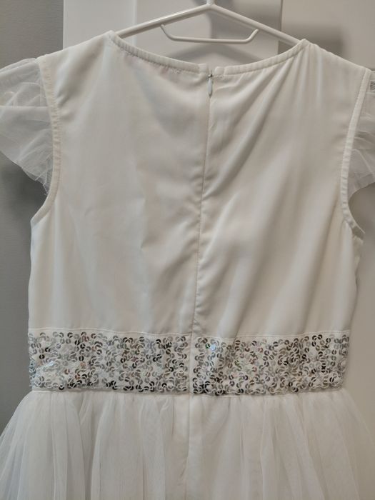 Sukienka biała elegancka dziewczynka 134/140