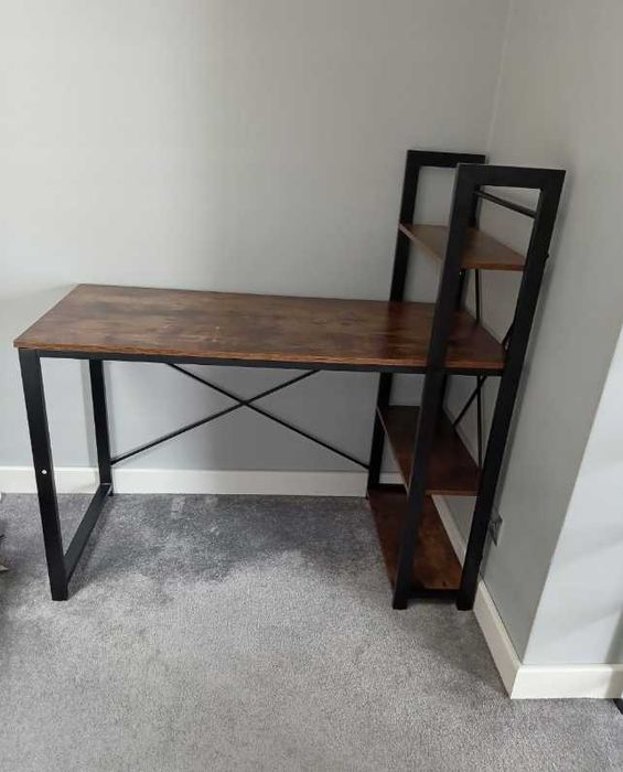 biurko gamingowe metalowe LOFT industrial szkolne z regałem nowoczesne