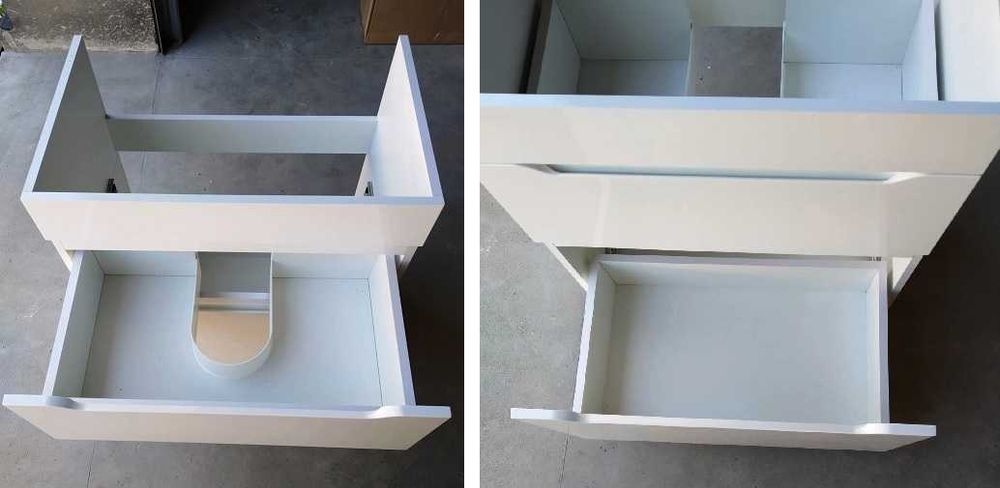 Прямоугольный умывальник в комплекте с тумбой. Новый комплект в ванну.