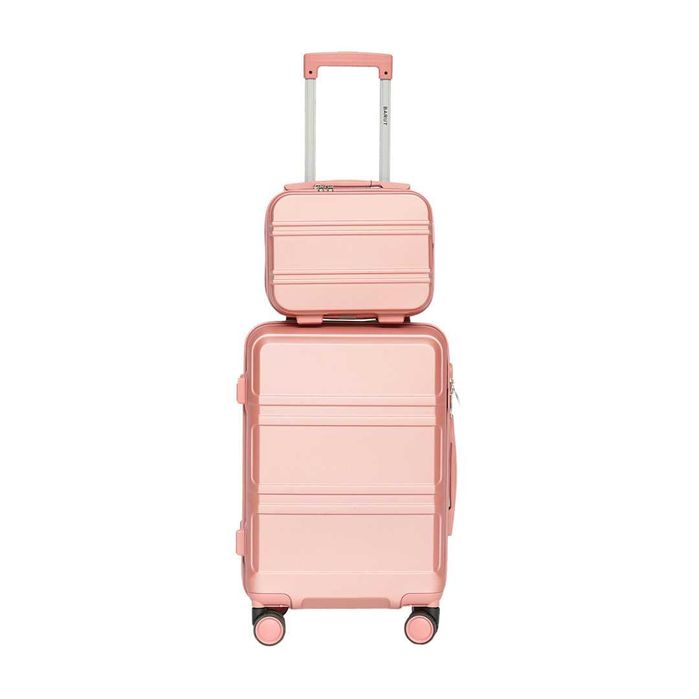 Zestaw Walizka +Kuferek Kosmetyczka Bagaż Rosegold