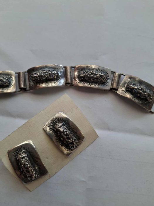 Srebrna bransoletka i kolczyki