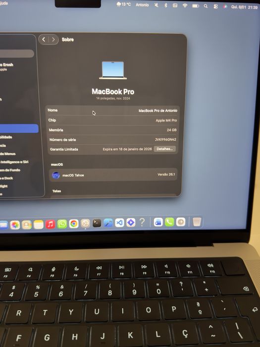Macbook Pro M4 Pro 14 polegadas  / 24GB Ram / 1 TB