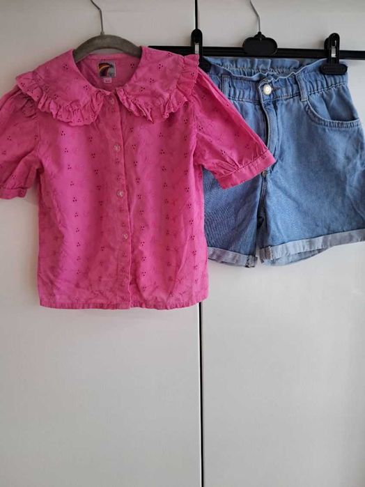 Cudny zestaw:) ażurowa bluzeczka spodenki PaperBag 122/128