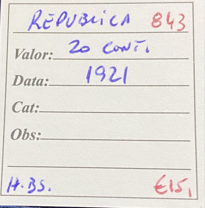 Moeda  843 - 20 Centavos 1921