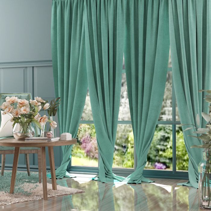 Zasłona na taśmie Welur Moradi Morski 140x250cm 140 x 250 [cm]