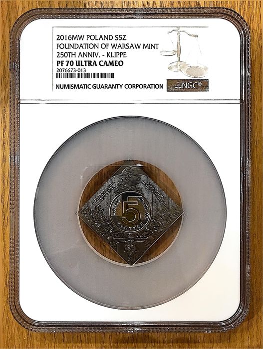 5 zł. 250 Rocznica Założenia Mennicy Warszawskiej – NGC PF 70 MAX NOTA
