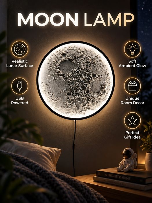 Lampa ścienna Księżyc 3D LED Kinkiet Lampka Nocna Prezent USB