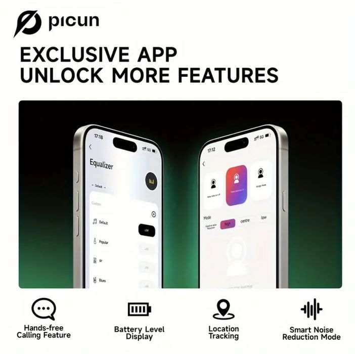 Auscutadores bluetooth Picun F2 com cancelamento de ruído activo