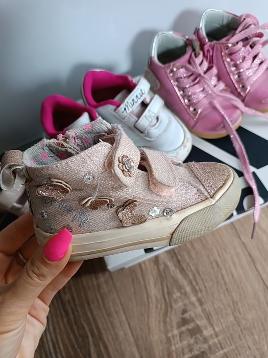 3 pary butów sneakersy botki trampki dla dziewczynki 20 21