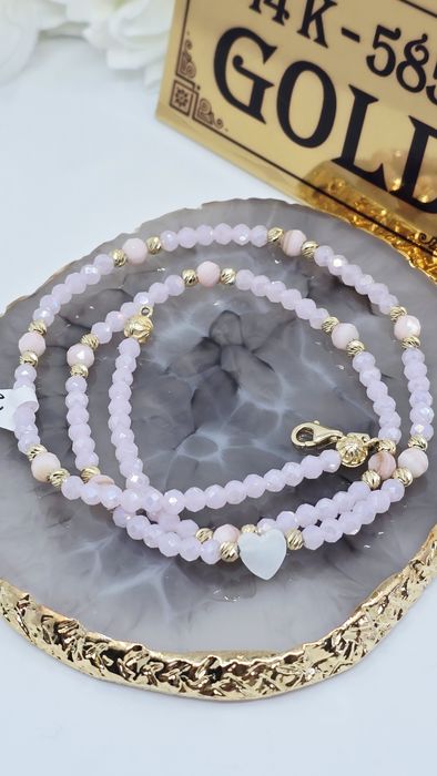 Złoty łańcuszek choker z elementami złota próba 585 14k