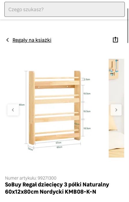 Regał drewniany do pokoju dziecięcego