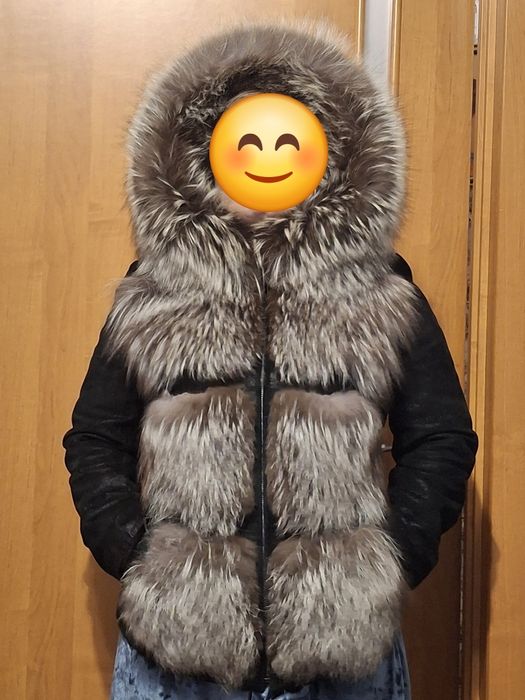 Куртка жилет трансформер  шкіряна з чорнобуркою GUEELA