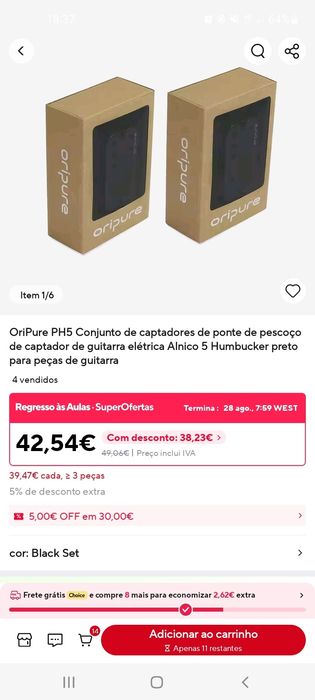 Pickups de guitarra Oripure e Wilkinson