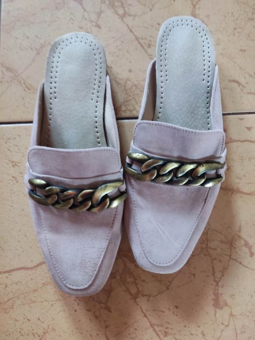 Klapki damskie skóra naturalna 37