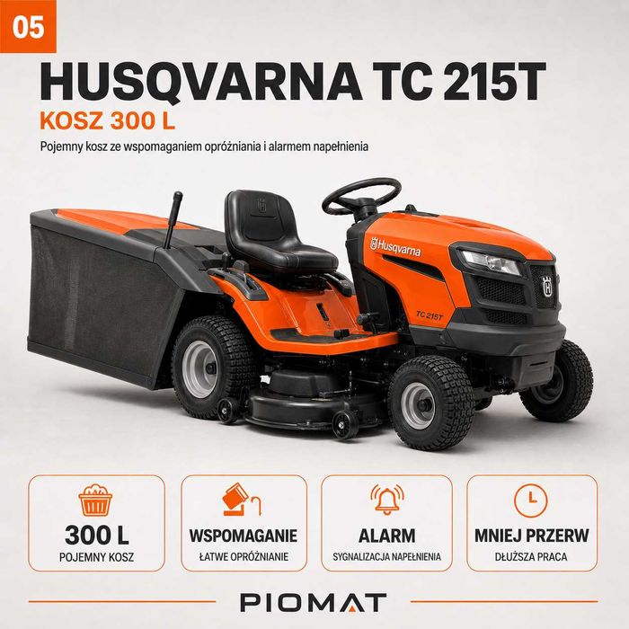Husqvarna TC 215T 2 cylindry kosz 300 l 2 lata gwarancji