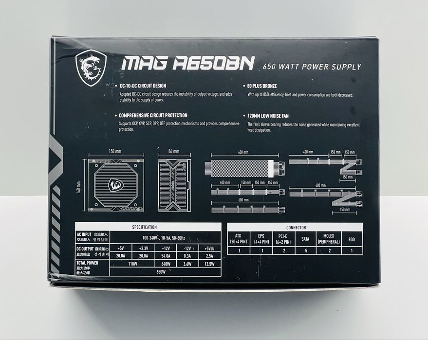 Fonte de Alimentação ATX MSI MAG A650BN 650W 80 Plus Bronze