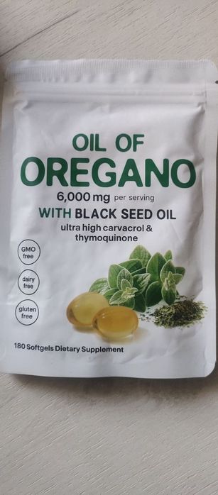 Масло орегано + чёрный тмин, 180 капсул, новое, выгодно