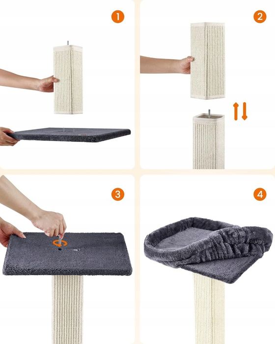 Feandrea Drapak dla kota z platformą z pluszu wysokość 71cm szary PCA022G01