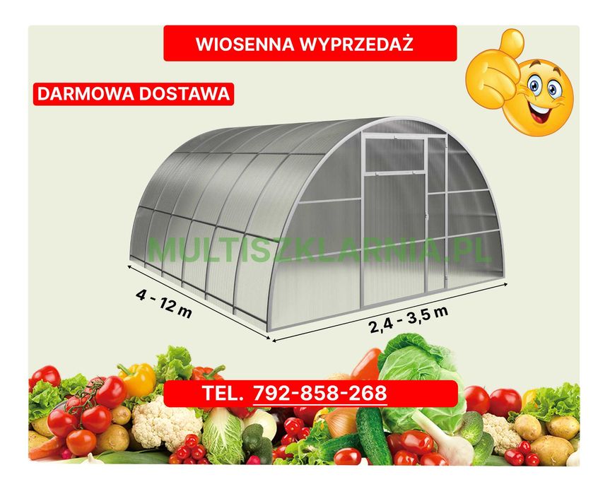 Tunel ogrodowy 2,4x4, 3x4,6 itd, poliwęglan 4mm,6mm, 3 GRATISY