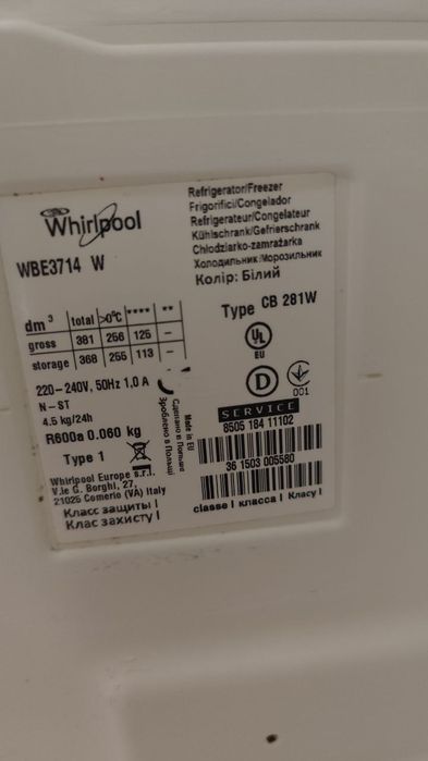Продам холодильник Whirlpool