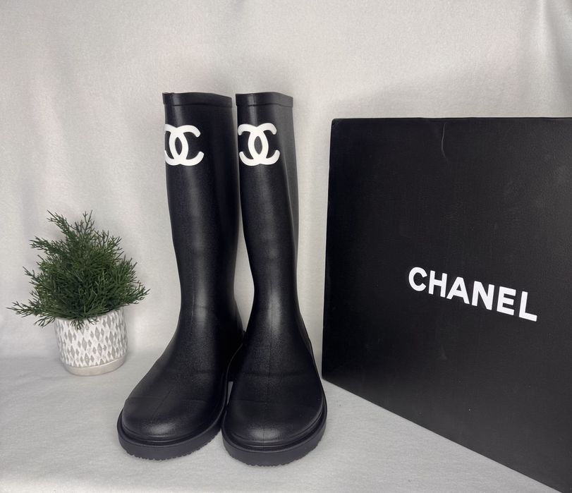 Гумові чоботи Шанель, чоботи Chanel гумові, резиновые сапоги шанель