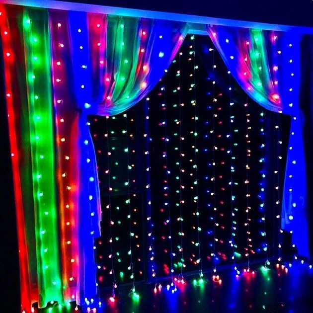 Гірлянда водоспад 3м х 3м Різнокольорові гірлянда-штора LED гирлянда