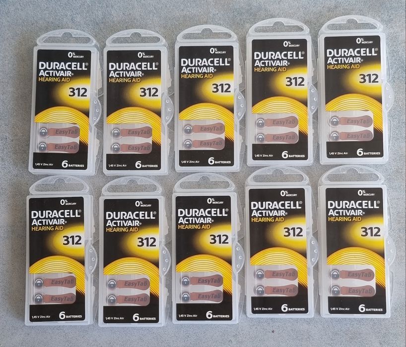 Baterie do aparatów słuchowych Duracell Activair 312 10 kpl  60 sztuk