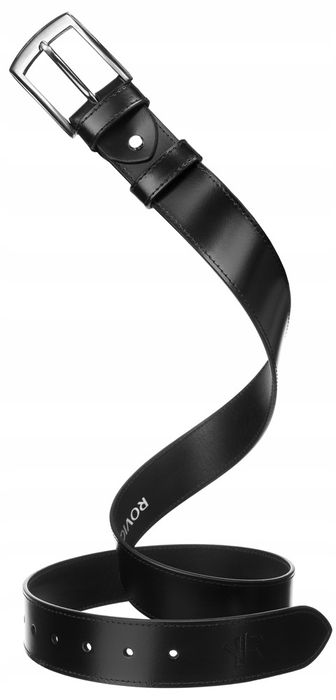 szeroki, skórzany pasek męski z metalową klamrą - rovicky 95