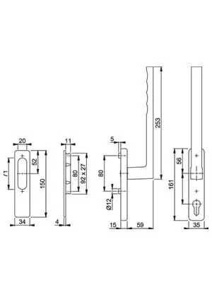Klamka do drzwi przesuwnych HST Hoppe Toulon