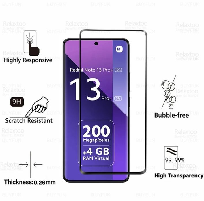 Película de proteção curva Smartphone Xiaomi Redmi Note 13 Pro Plus 5G